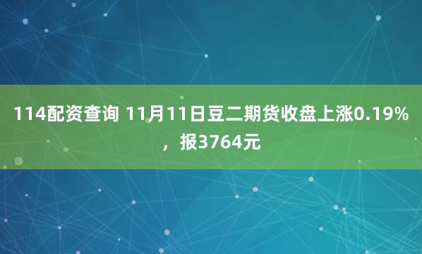 114配资查询 11月11日豆二期货收盘上涨0.19%，报3764元