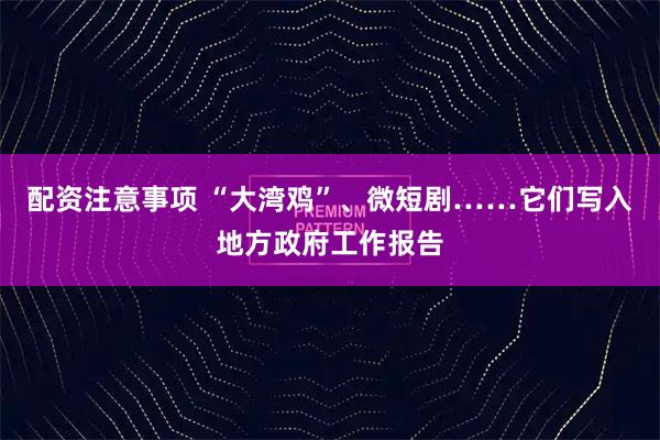 配资注意事项 “大湾鸡”、微短剧……它们写入地方政府工作报告